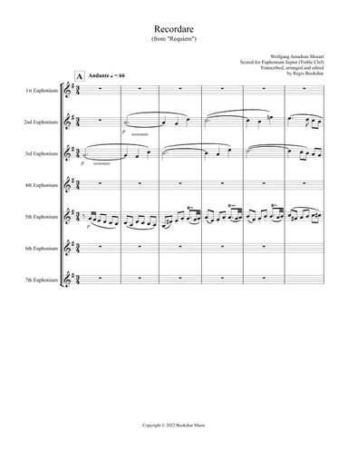 Recordare (from "Requiem") (F) (Euphonium Septet - Treble Clef) (arr. Regis Bookshar)