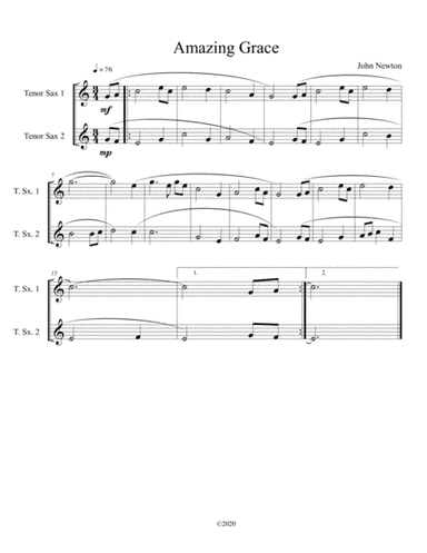 Amazing Grace (tenor sax duet) (arr. B C Dockery)