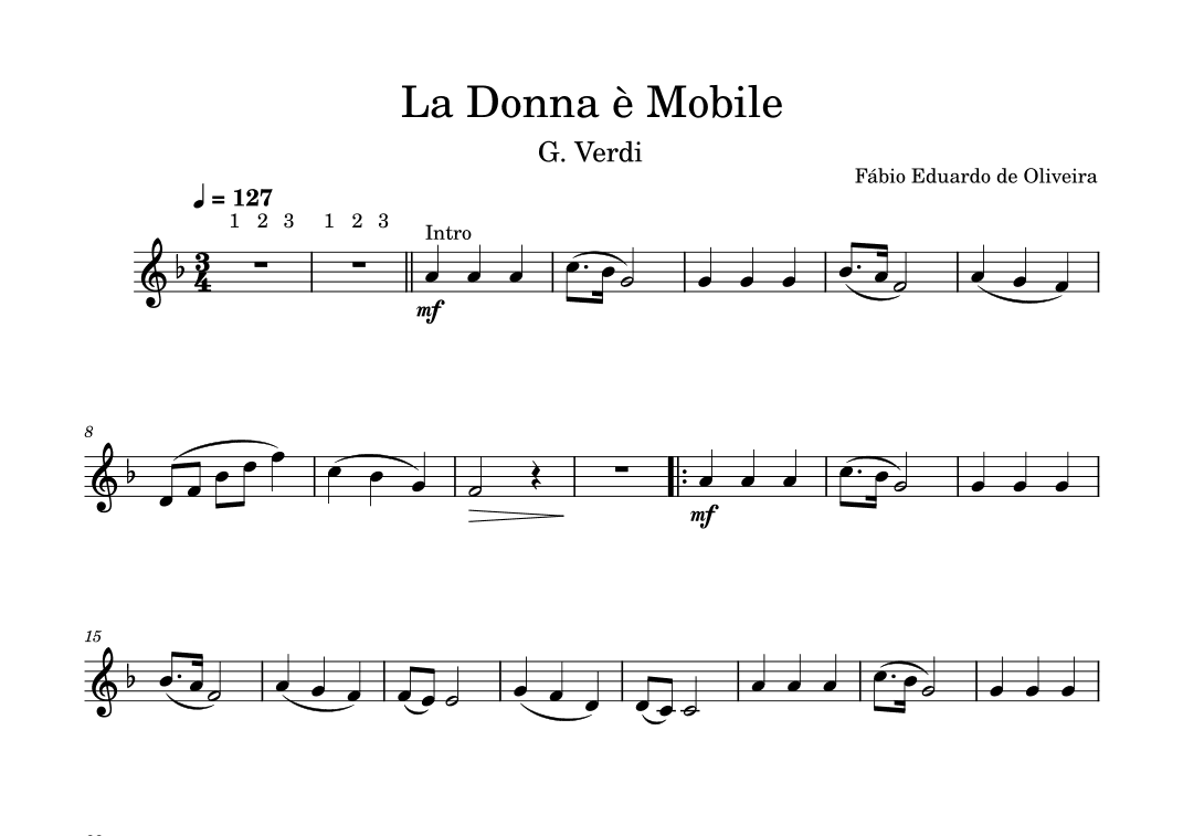 La Donna è Mobile - Rigoletto (Verdi)  - Easy Arrangement (arr. Fabio Eduardo de Oliveira)