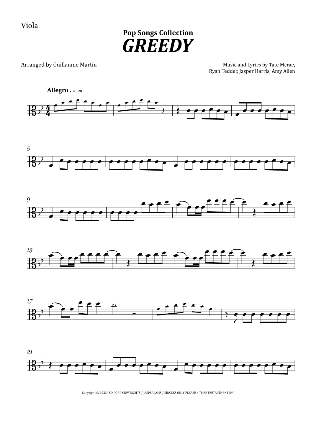 Greedy (arr. Guillaume Martin)