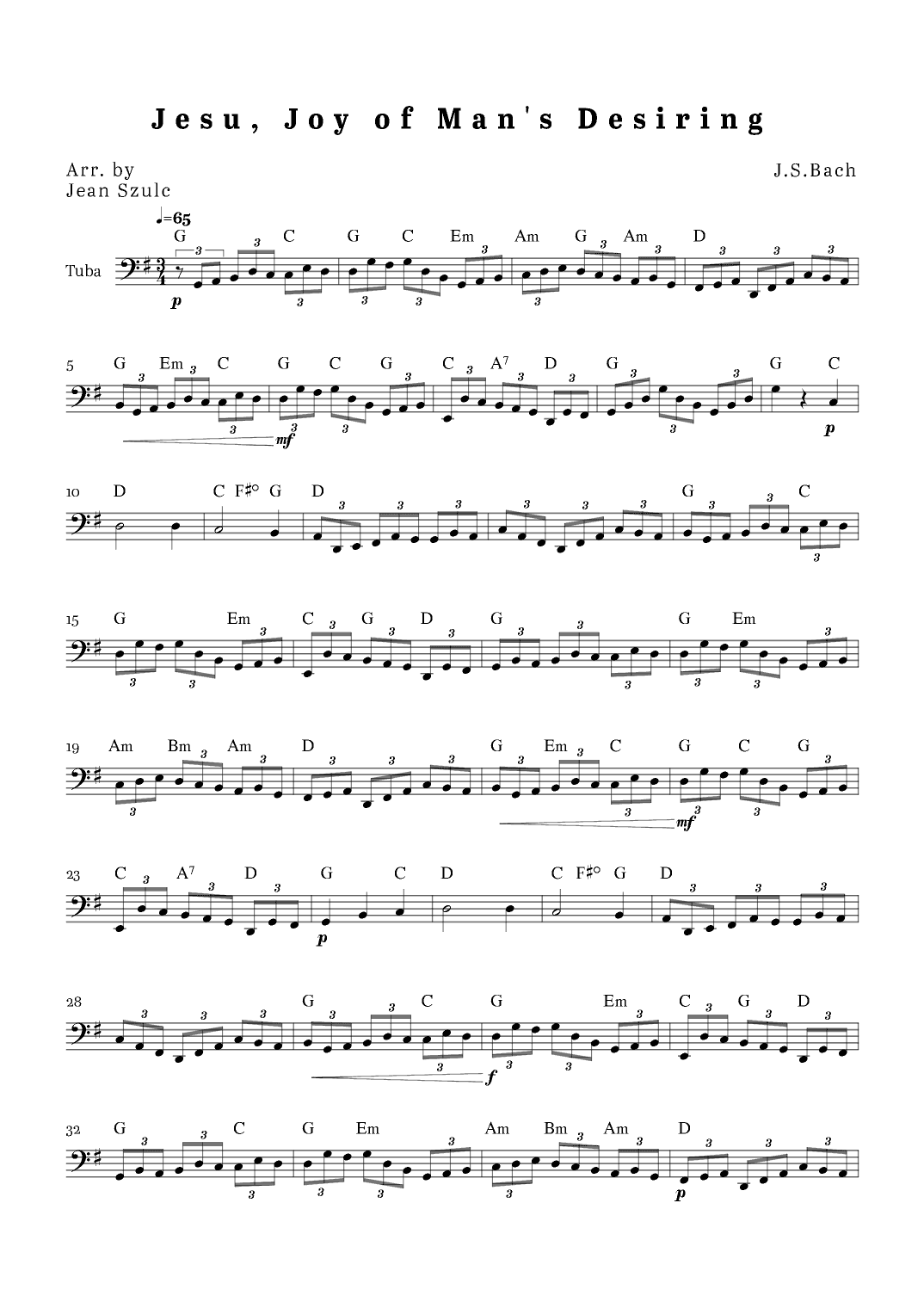 Jesu, Joy of Man's Desiring (arr. Jean Szulc)