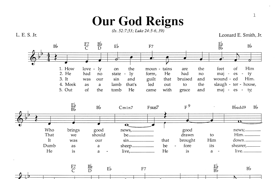 "Our God Reigns," aka "How Lovely On The Mountains"