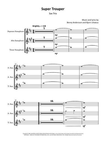 Super Trouper (arr. David Lartey)