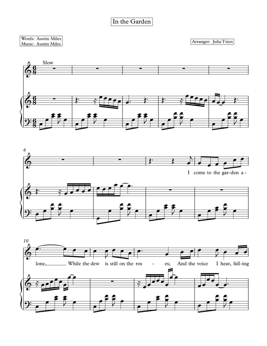 In the Garden, Soprano and Piano (arr. julia tsien)