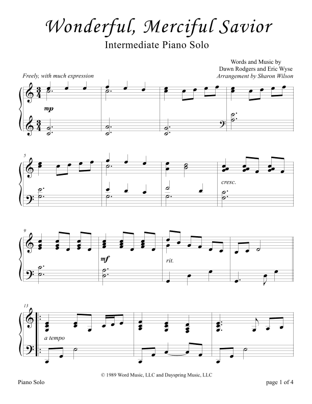 Wonderful, Merciful Savior (arr. Sharon Wilson)