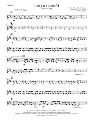 Young And Beautiful (arr. Jen Mathers)