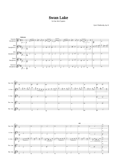 Swan Lake by Tchaikovsky for Sax Quintet (arr. Langanho)