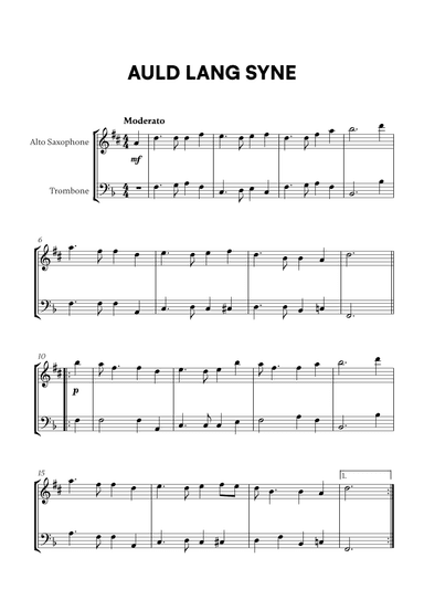 Auld Lang Syne (for Alto Sax and Trombone) (arr. Cadenza Editions)