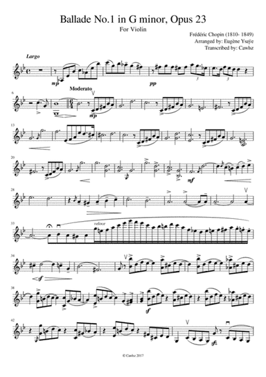 Chopin - Ballade No. 1 in G minor, Op. 23 for Violin (arr. Eugène Ysaÿe, Cawlsz)