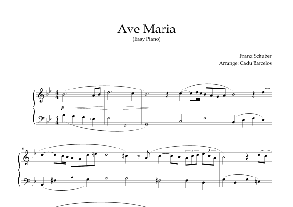 Ave Maria - Franz Schubert (Easy Piano) (arr. Cadu Barcelos)