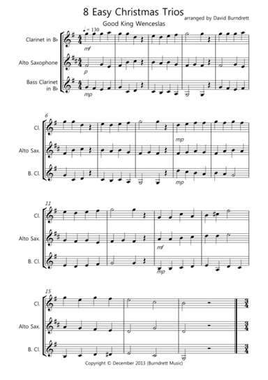 8 Easy Christmas Trios, for Mixed Wind (arr. David Burndrett)
