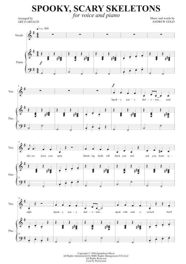 Spooky Scary Skeletons (arr. Art.o Artaud)