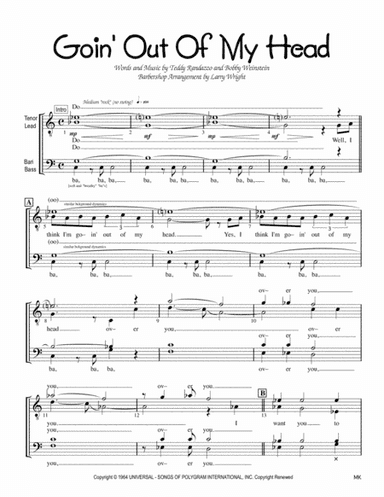 Goin' Out Of My Head (arr. Larry Wright)