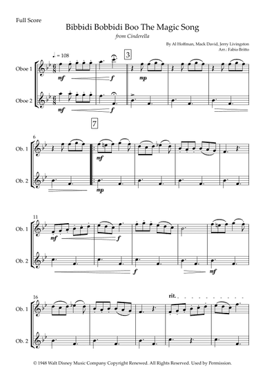 Bibbidi-bobbidi-boo (the Magic Song) (arr. Fabio Britto)