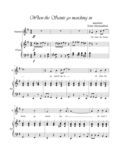 When the Saints go marching in. Voice and piano (arr. Ester Alessandrini)