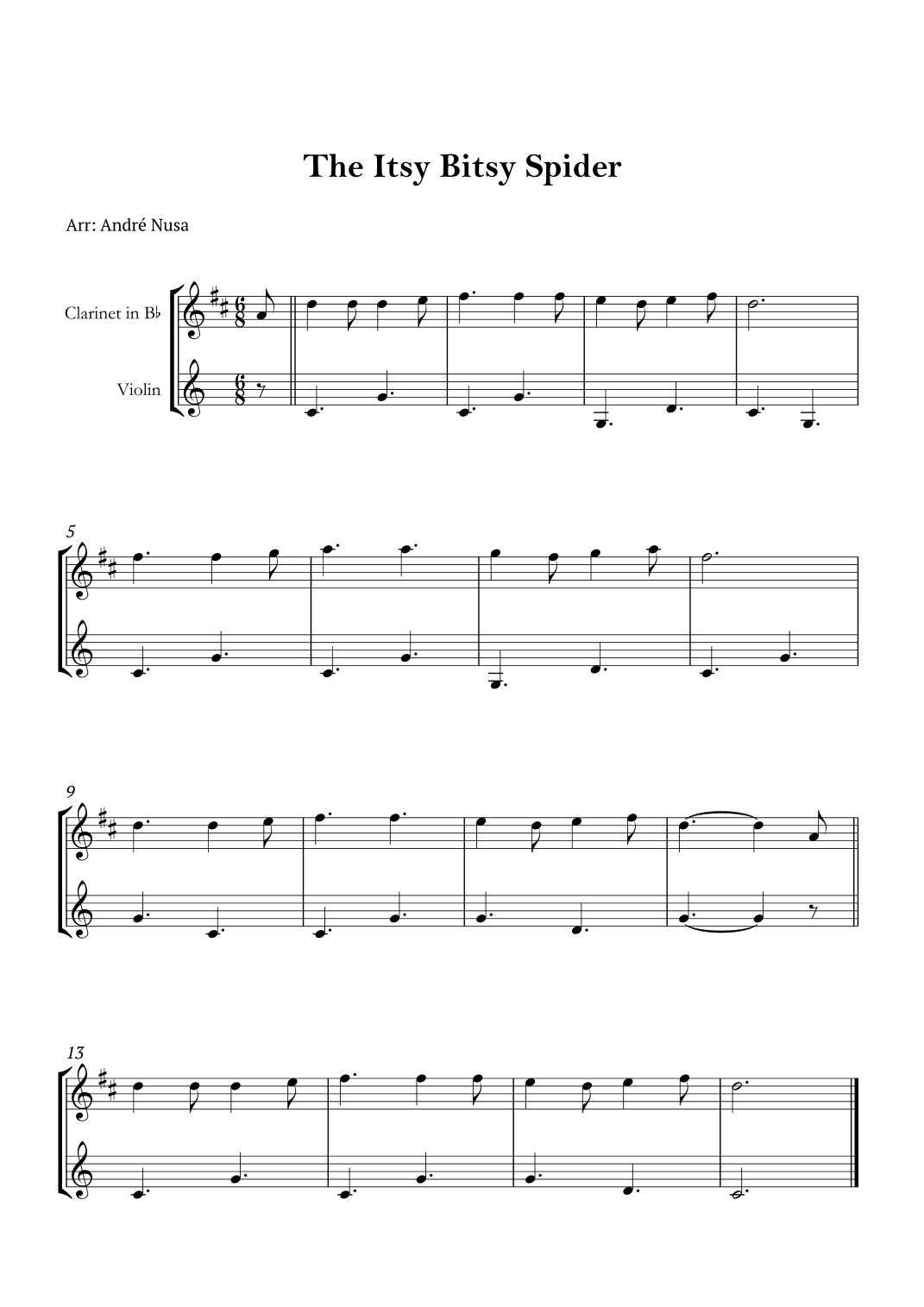 The Itsy Bitsy Spider (arr. André Nusa)