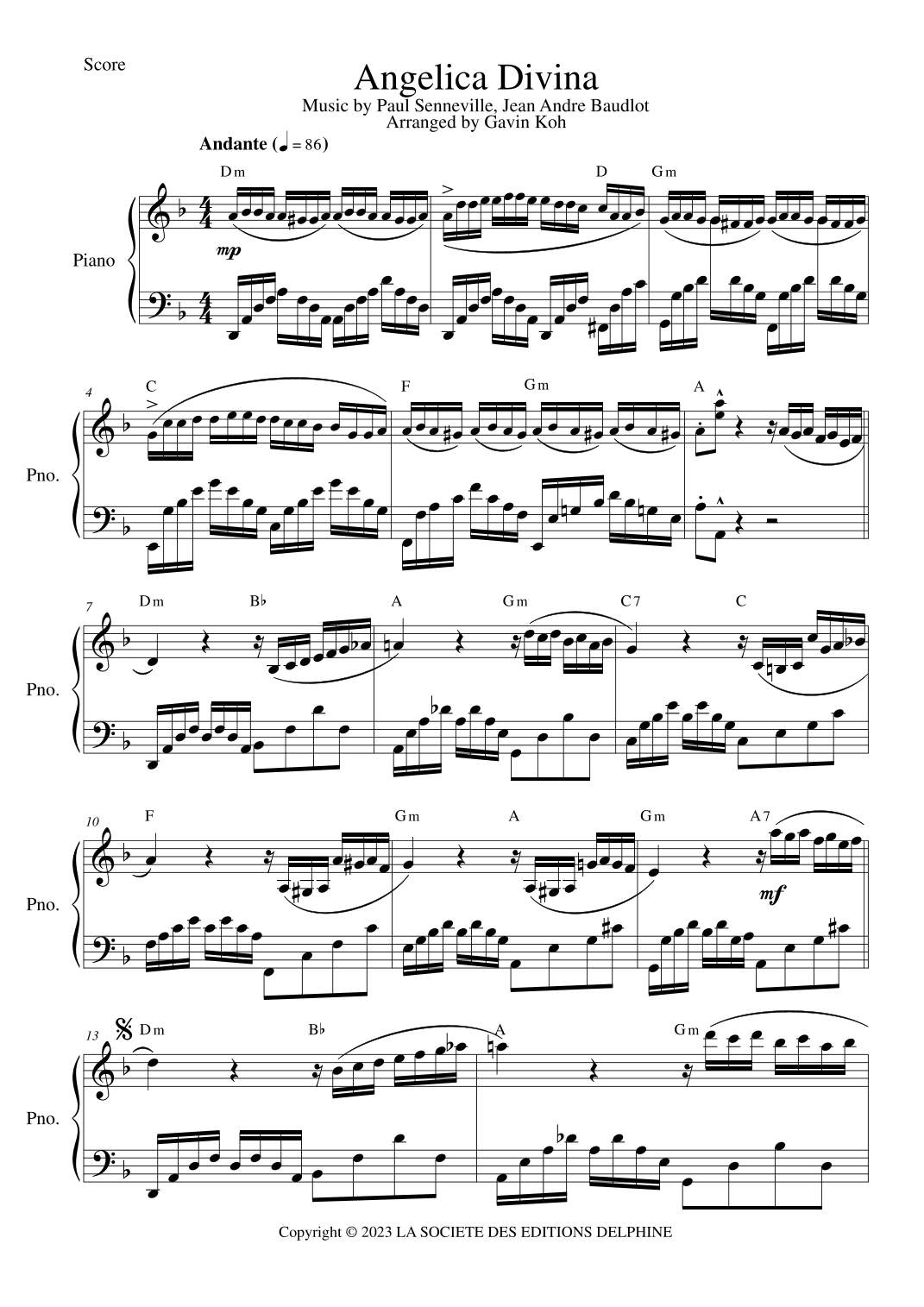 Angelica Divina (arr. Gavin Koh)