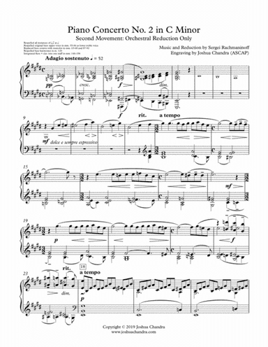 Rachmaninoff Piano Concerto No. 2 in C Minor - Movement 2 (Accompaniment/Orchestral Reduction Only) (arr. Joshua Chandra)