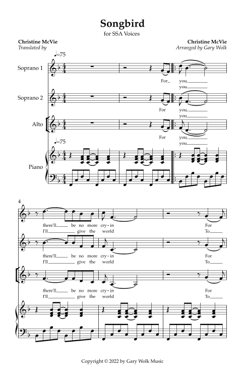 Songbird (arr. Gary Wolk)
