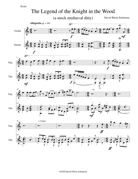 The legend of the knight in the wood for violin and guitar