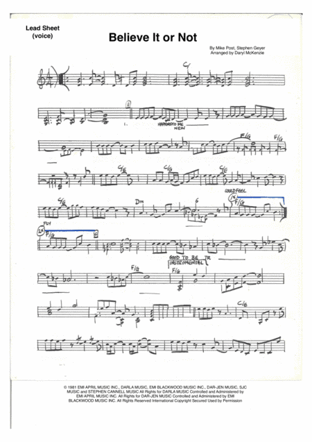 Believe It Or Not (arr. Daryl McKenzie)