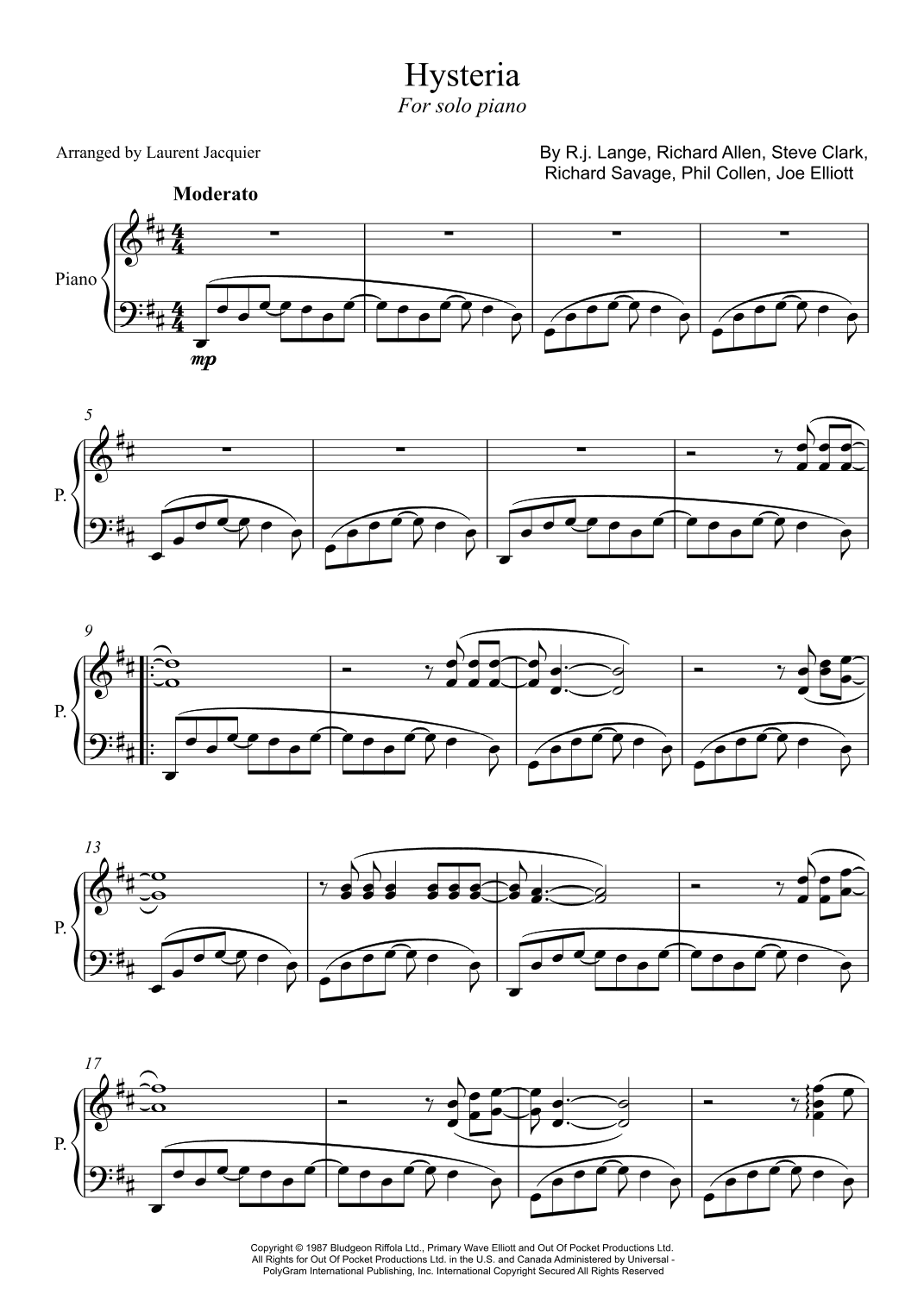 Hysteria (arr. Laurent Jacquier)