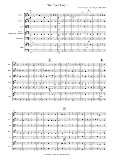 We Three Kings for String Quartet (arr. David Burndrett)
