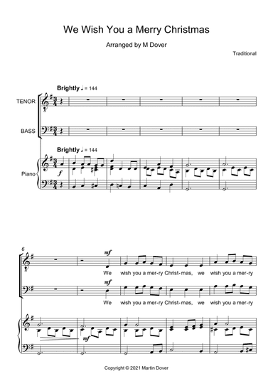 We wish you a Merry Christmas - Two part Choir - TB - Lower Voices (arr. Martin Dover)