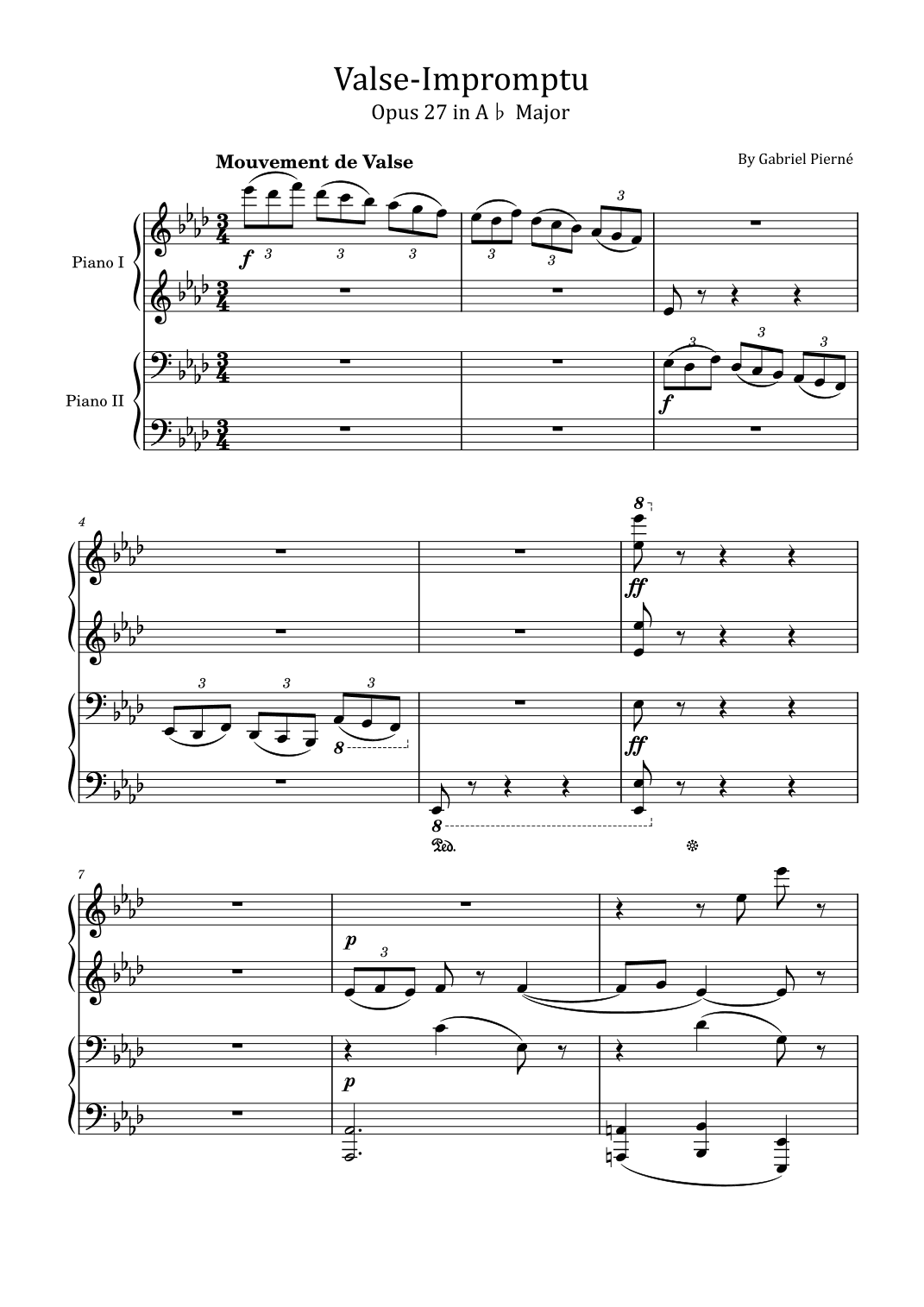 Valse-Impromptu Opus 27 in A? Major – Gabriel Pierné - for Piano four hands (arr. poon)