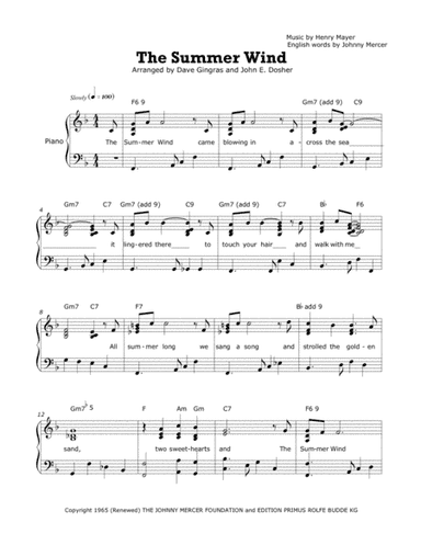 Summer Wind (arr. David Lee Gingras)