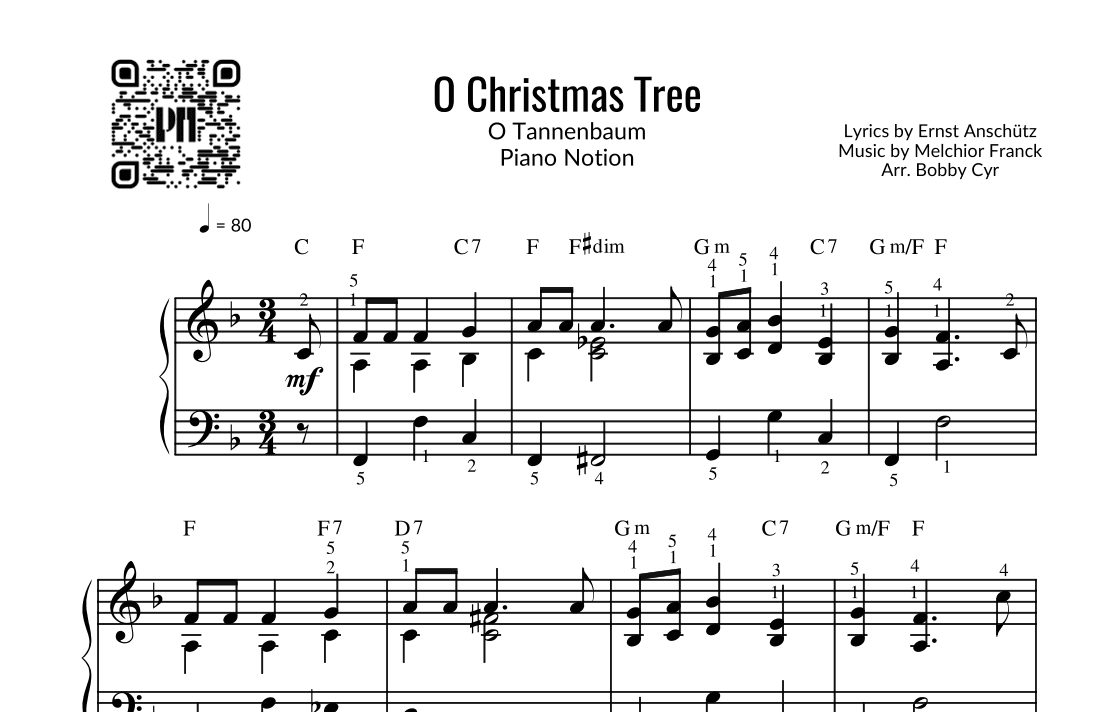 O Christmas Tree - O Tannenbaum (Easy Piano) (arr. Bobby Cyr - Piano Notion)
