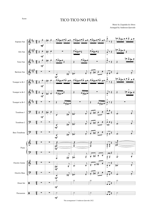Tico Tico no Fubá by Zequinha de Abreu Arranged for Big Band by Anderson Quevedo (arr. Anderson Quevedo)