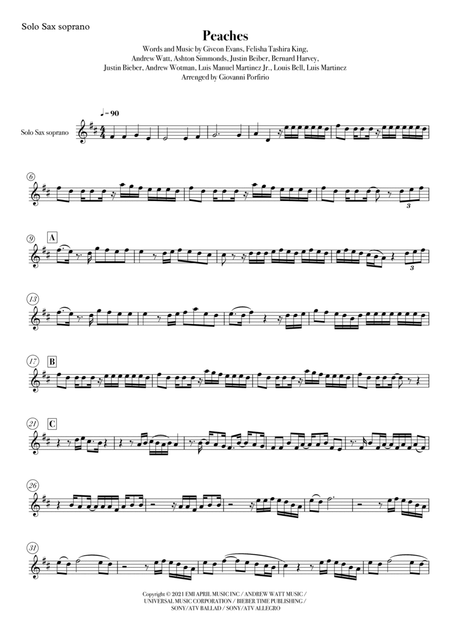 Peaches (arr. Giovanni Porfirio)