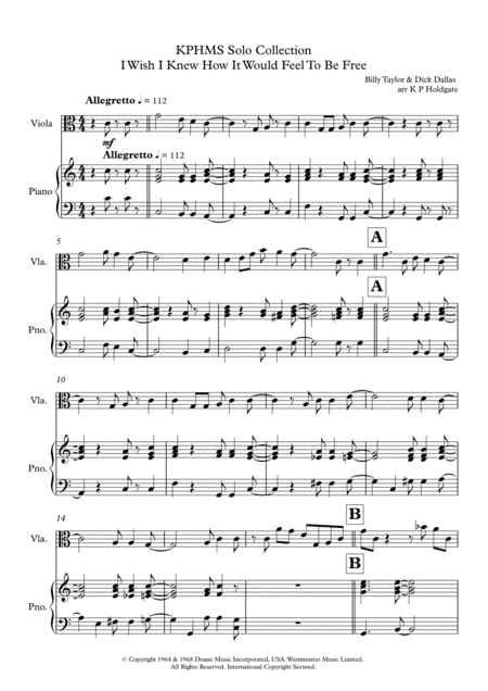I Wish I Knew How It Would Feel To Be Free (arr. Kevin P Holdgate)