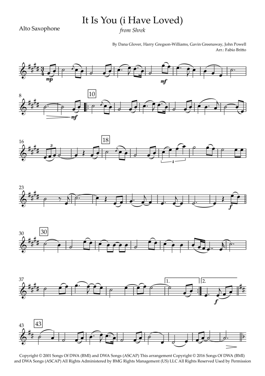 It Is You (i Have Loved) (arr. Fabio Britto)