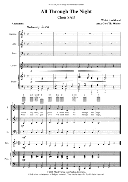 All Through The Night (arr. Gert Th. Walter)