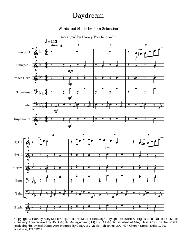 Daydream (arr. Henry Von Ruprecht)