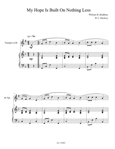 My Hope Is Built On Nothing Less (Trumpet Solo with Piano Accompaniment) (arr. B. C. Dockery)