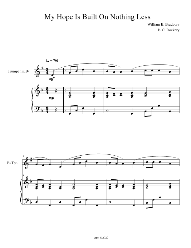 My Hope Is Built On Nothing Less (Trumpet Solo with Piano Accompaniment) (arr. B. C. Dockery)