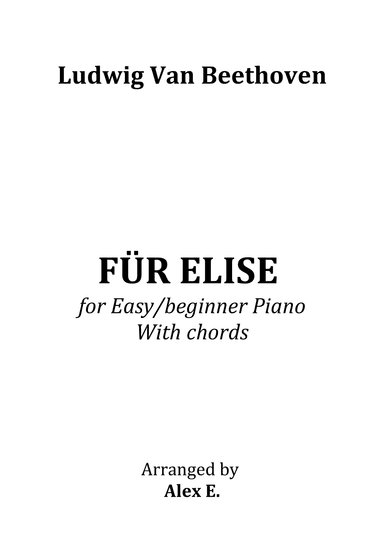 Für Elise - Easy/beginner with chords (arr. Alex E.)