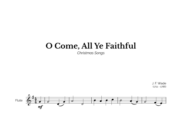 O Come, All Ye Faithful for Easy Flute Solo (arr. Marcos Soares)