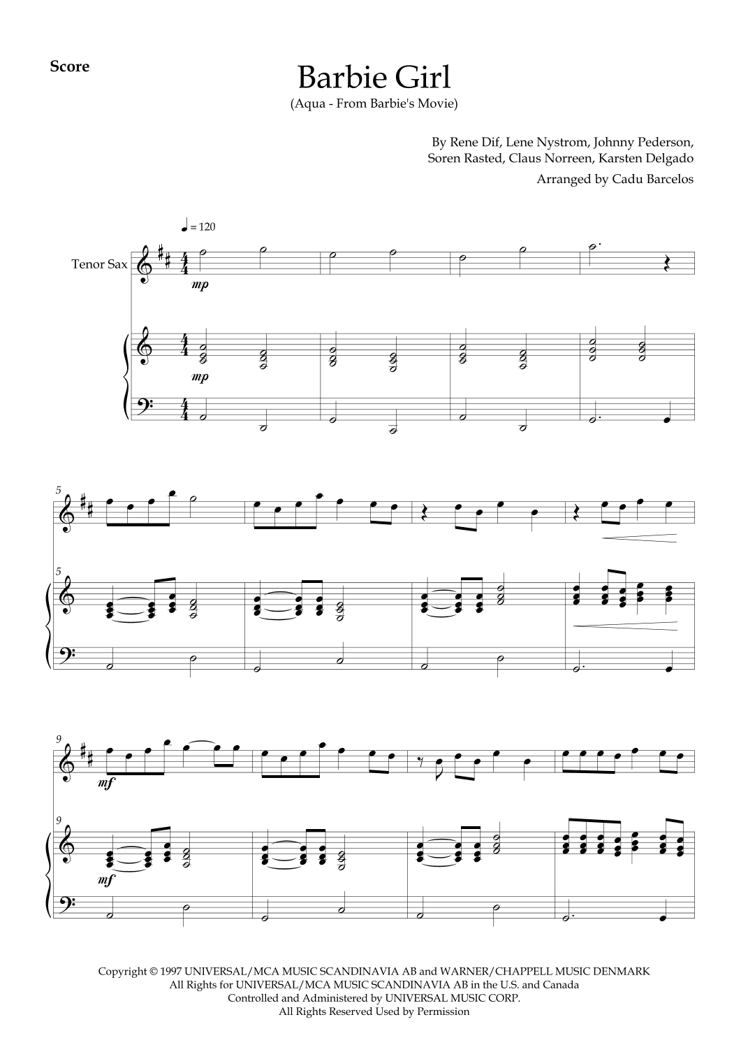 Barbie Girl (arr. Cadu Barcelos)