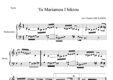 Ya MAryamou l bikrou fouqti - يا مريم البكر فقت (arr. Charbel ABI NADER)