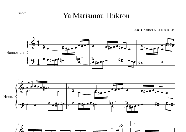 Ya MAryamou l bikrou fouqti - يا مريم البكر فقت (arr. Charbel ABI NADER)