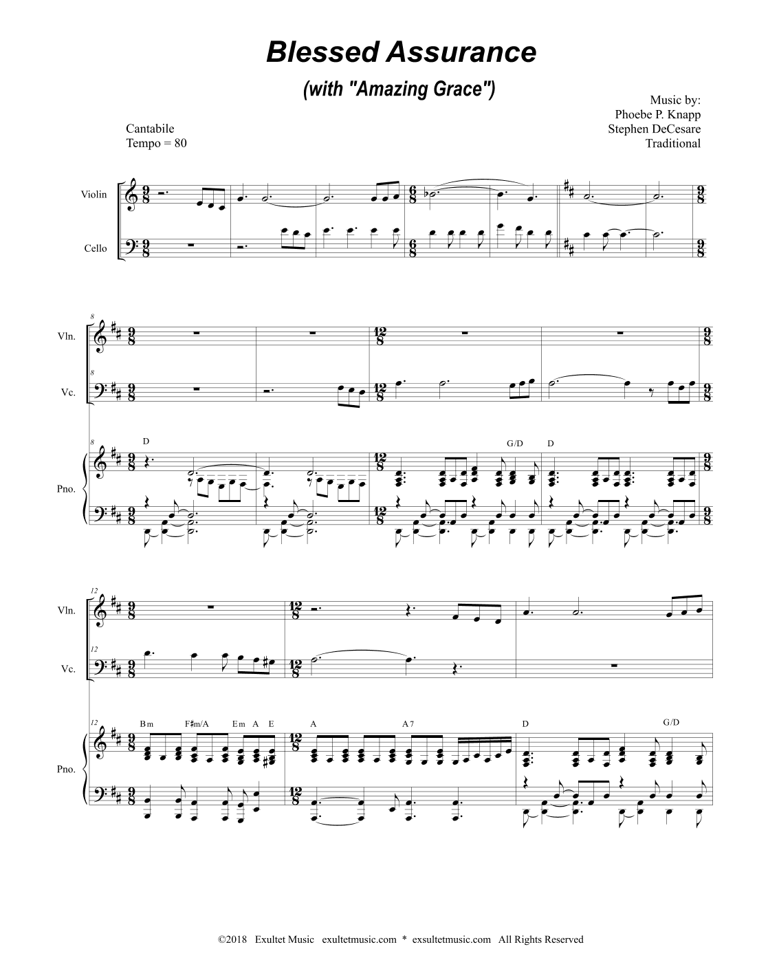 Blessed Assurance (with "Amazing Grace") (Duet for Violin and Cello)
