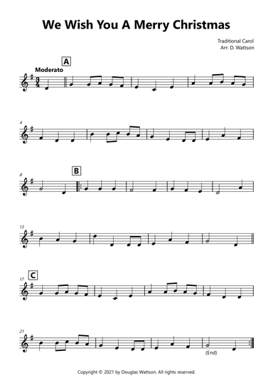 We Wish You A Merry Christmas (arr. Douglas Wattson)