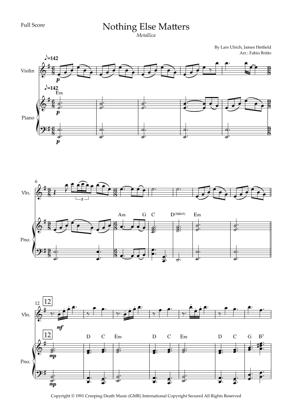 Nothing Else Matters (arr. Fabio Britto)