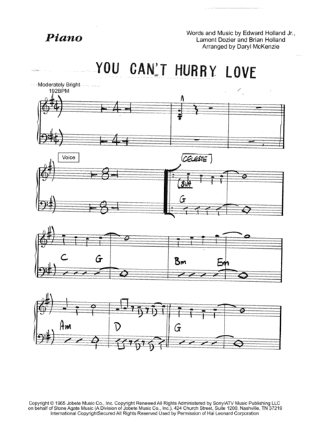 You Can't Hurry Love (arr. Daryl McKenzie)