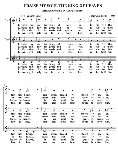 Praise My Soul The King Of Heaven A Cappella SSA (arr. Andrew Emmet)