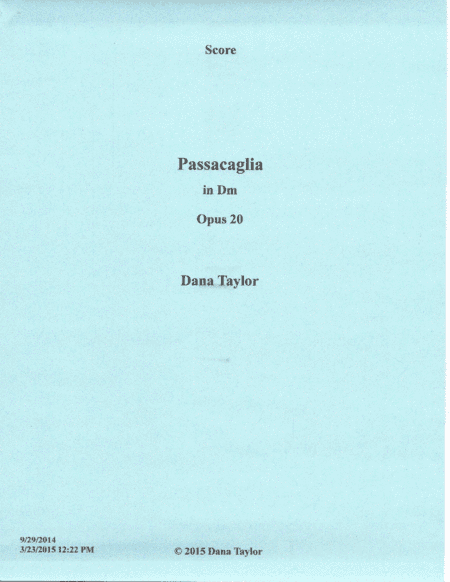 Passacaglia Trio Opus 20